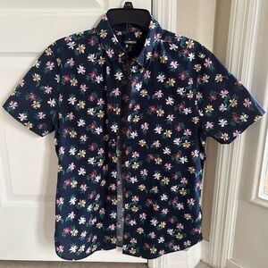 Express Men's Dark Blue Floral Button Down Shirt